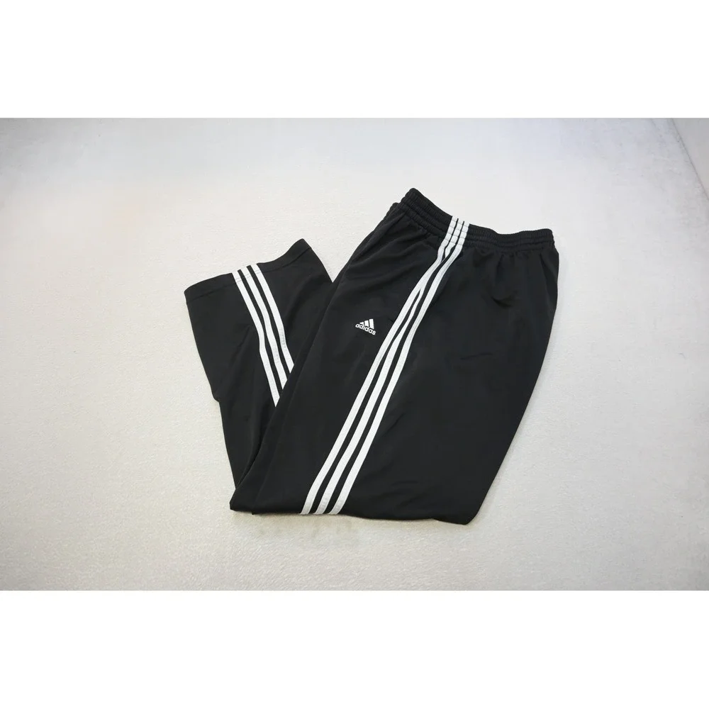 Adidas Track Sweat Pants Mens Medium Black White Stripes Athletic Excellent